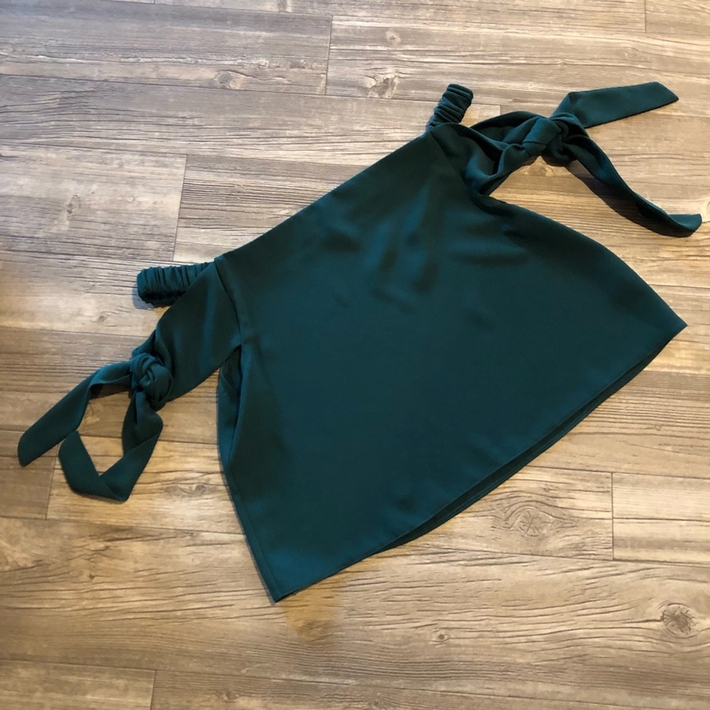 Topshop Green Off the Shoulder Top